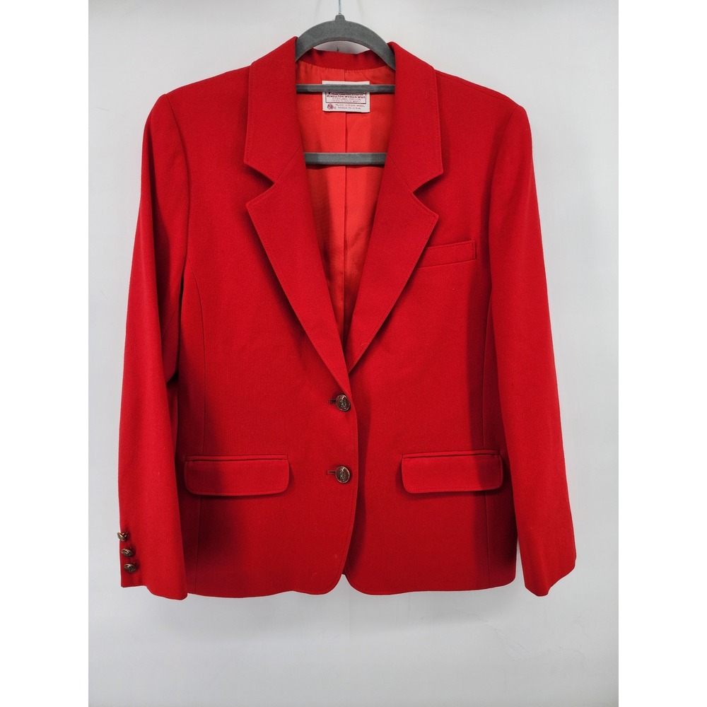 Vintage Pendleton Red Virgin Wool Blazer Jacket Size 8 Petite